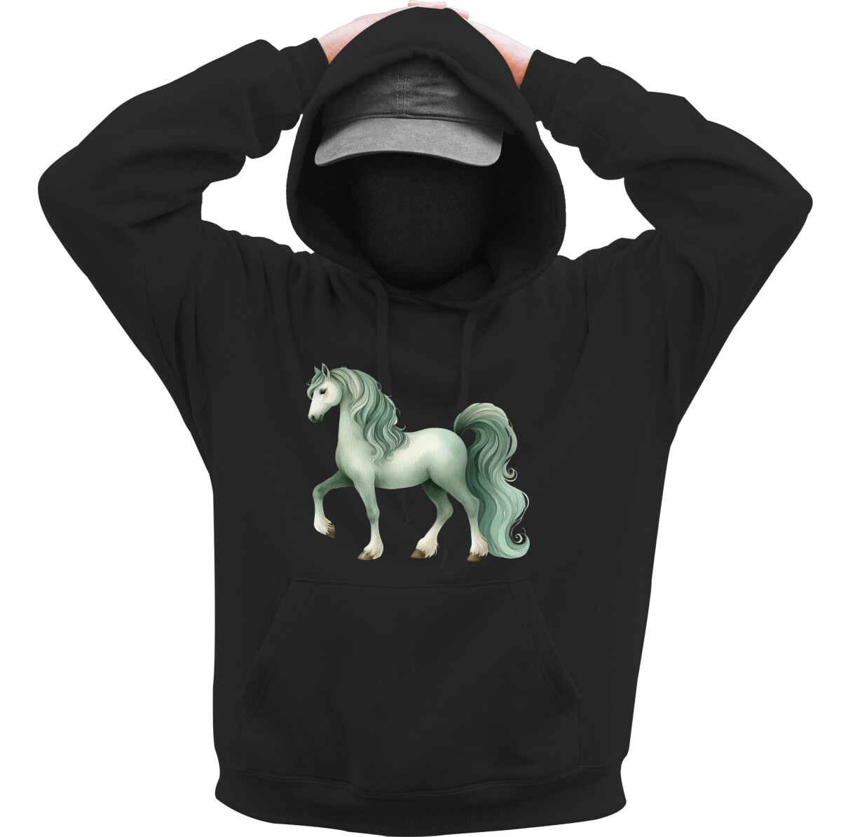 Kapucnis belebújós pulóver