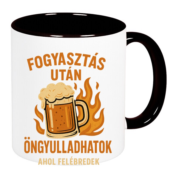 Színes fülű és belsejű bögre