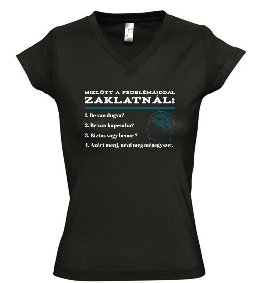 Női V nyakú póló