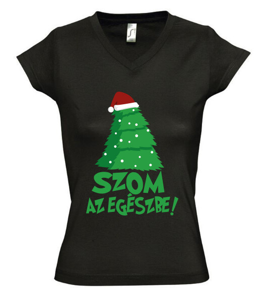 Női V nyakú póló