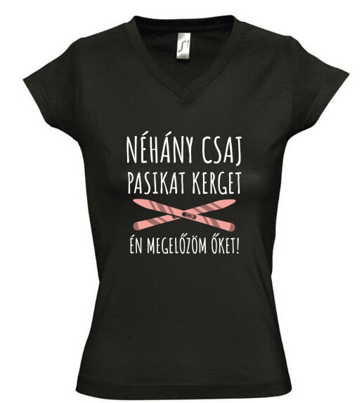 Női V nyakú póló