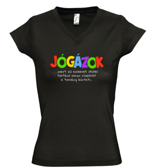 Női V nyakú póló