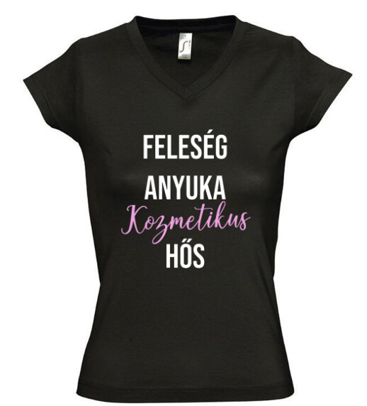 Női V nyakú póló