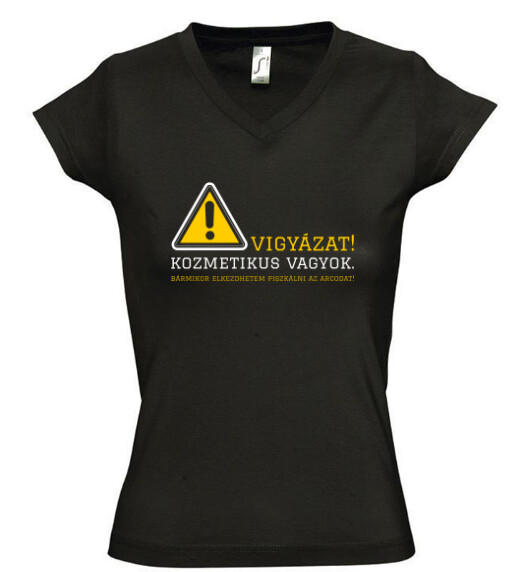 Női V nyakú póló