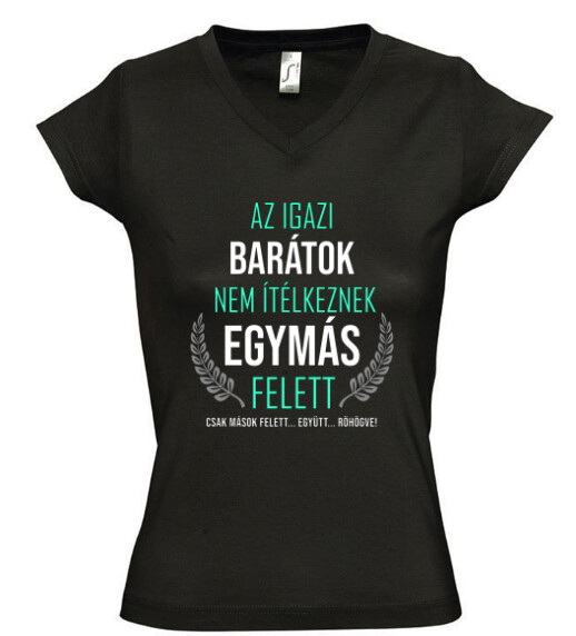 Női V nyakú póló