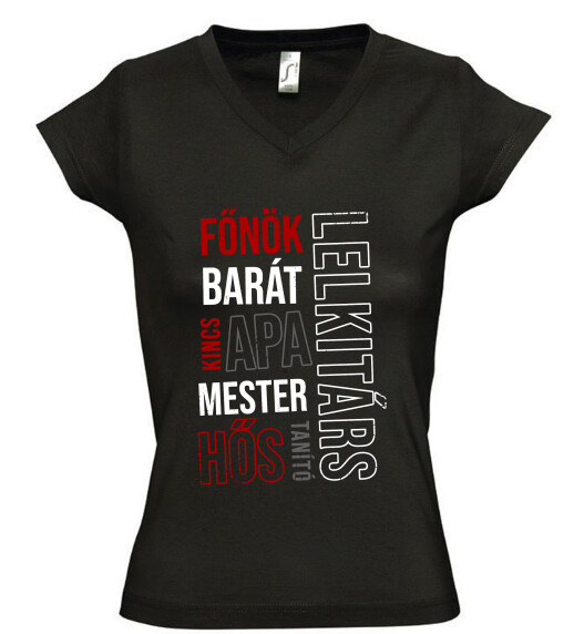 Női V nyakú póló