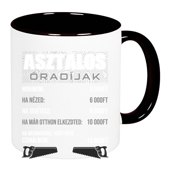 Színes fülű és belsejű bögre