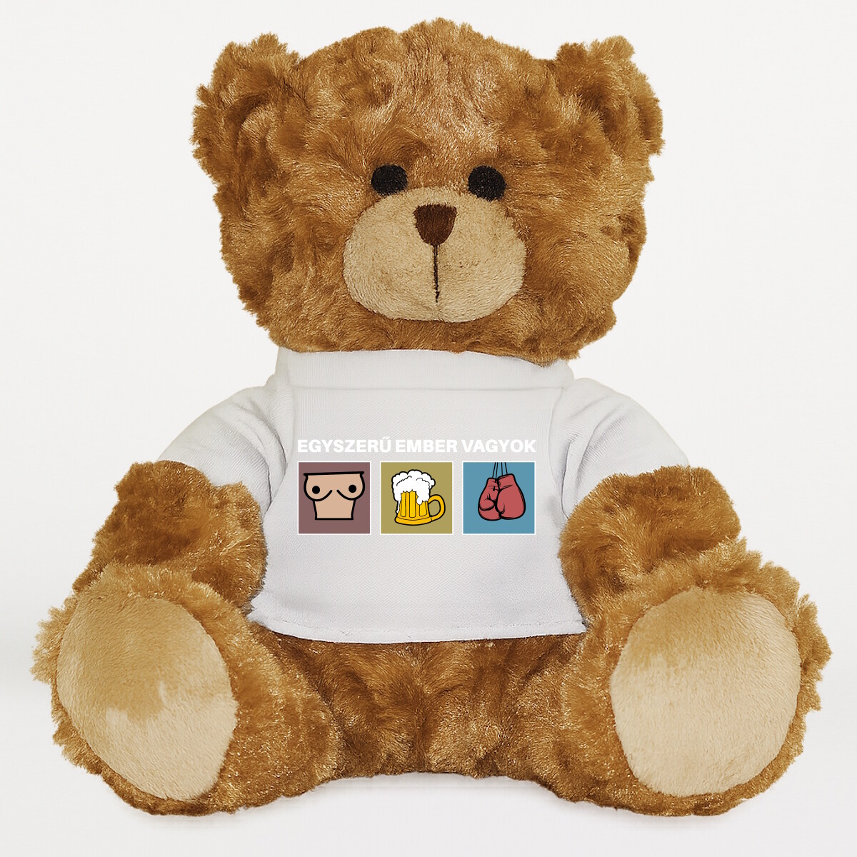 Plüssmaci egyedi pólóval