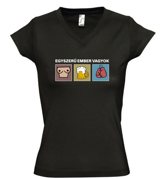 Női V nyakú póló