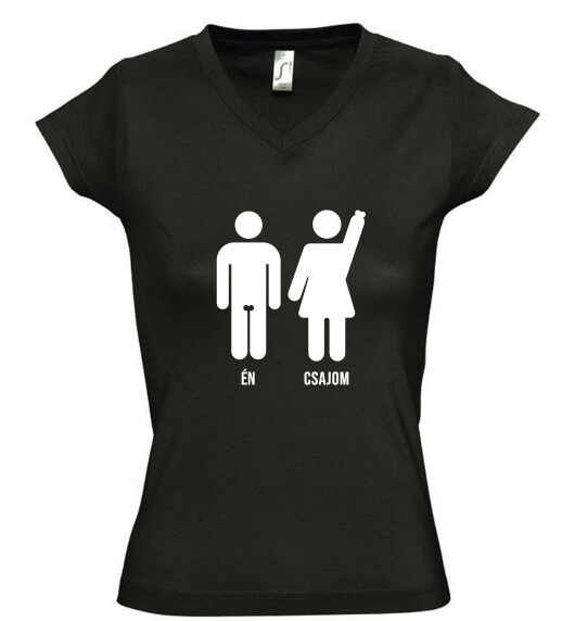 Női V nyakú póló