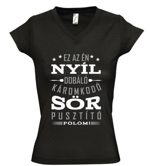 Női V nyakú póló