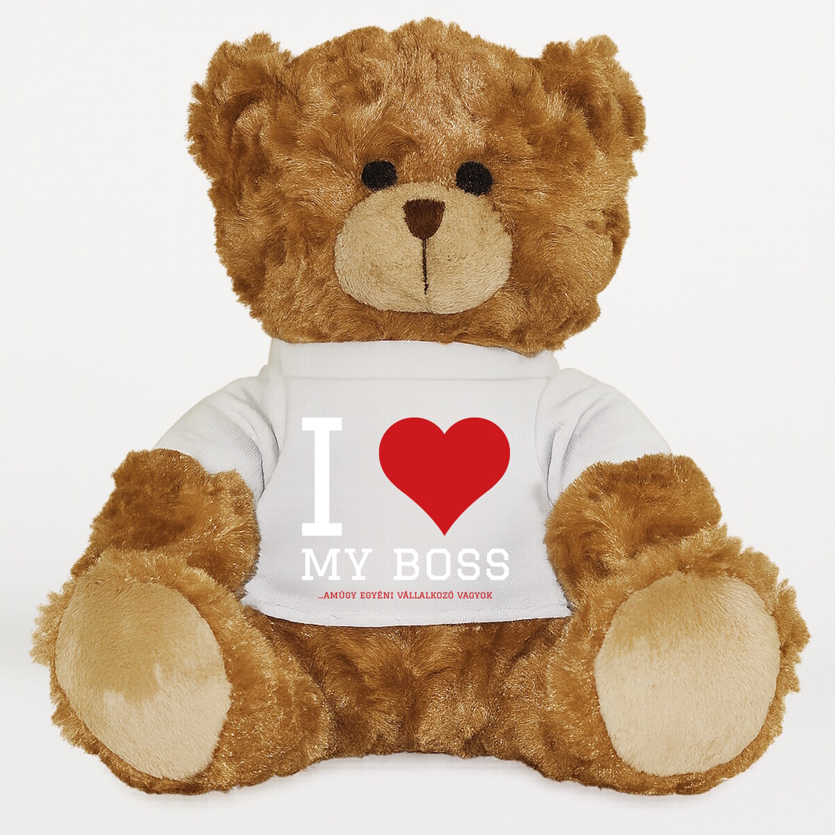 Plüssmaci egyedi pólóval