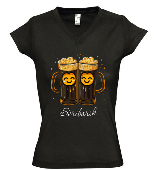 Női V nyakú póló