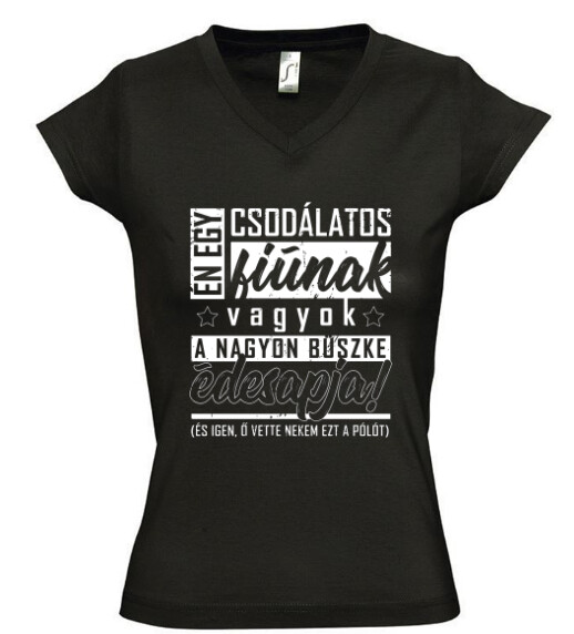 Női V nyakú póló