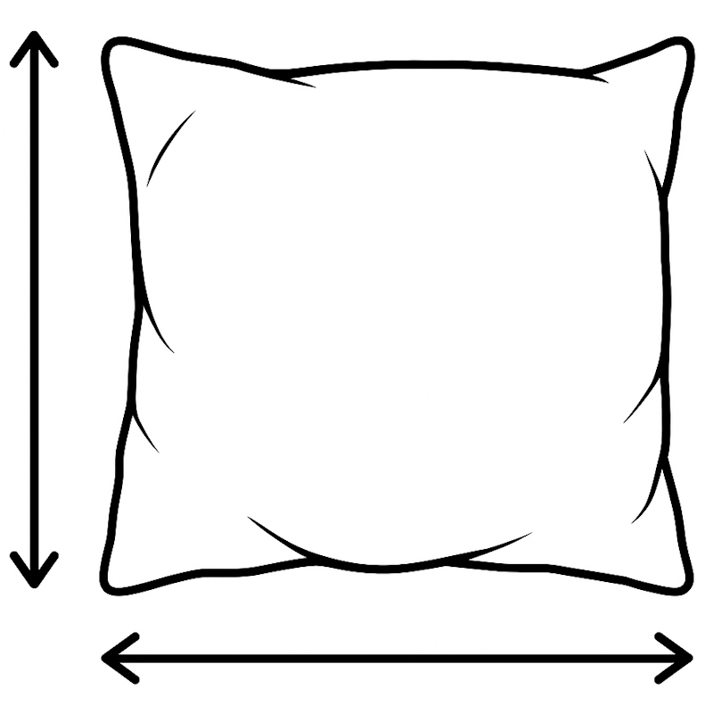 Párnahuzat béléssel Mérettáblázat